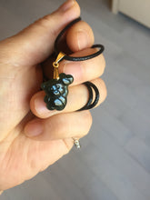 Load image into Gallery viewer, Type A 100% Natural Dark Green Black Guatemala Jadeite Jade Cute Baby Bear with Heart Balloon Pendant BH118