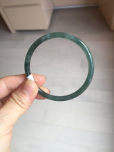 Load image into Gallery viewer, 54.8mm Certified Type A 100% Natural dark green/blue/gray with Guatemala slim round cut Jadeite bangle PJ103-5627