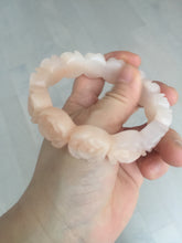 Load image into Gallery viewer, 60mm 100% natural light pink orange white Quartzite (Shetaicui jade) carved flowers bangle SY110