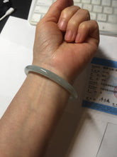 Load image into Gallery viewer, 55mm Certified Type A 100% Natural icy watery green white slim round cut Jadeite bangle PF66-04445