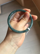 Load image into Gallery viewer, 58.8mm Certified Type A 100% Natural dark green/blue/gray with flying snow Guatemala slim round cut Jadeite bangle PA152-8823