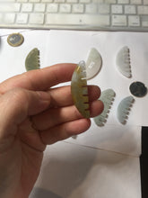 Load image into Gallery viewer, 100% Natural icy watery light green/gray Jadeite gua sha (刮痧) Jadeite jade Comb group E77 (Add on item! not sale individually)