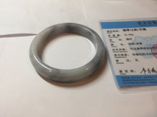 Load image into Gallery viewer, 53.5mm certified 100% natural Type A light green/purple white Snowy Pine Forest jadeite jade bangle J127-3084