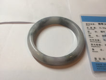 Load image into Gallery viewer, 53.5mm certified 100% natural Type A light green/purple white Snowy Pine Forest jadeite jade bangle J127-3084