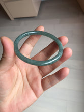 Load image into Gallery viewer, 55.5mm Type A 100% Natural dark green/blue/gray/black Guatemala slim round cut Jadeite bangle PJ102