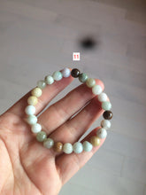 Load image into Gallery viewer, 7-7.6mm 100% natural type A green/white/yellow/brown jadeite jade beads bracelet KS90