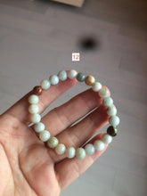 Load image into Gallery viewer, 7-7.6mm 100% natural type A green/white/yellow/brown jadeite jade beads bracelet KS90