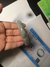 Load image into Gallery viewer, 53.5mm certified 100% natural Type A icy watery green/gray jadeite jade bangle AF86-0223