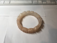 Load image into Gallery viewer, 60mm 100% natural light pink orange white Quartzite (Shetaicui jade) carved flowers bangle SY110