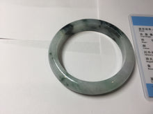Load image into Gallery viewer, 56.5mm Certified Type A 100% Natural light purple white green with green floating flowers jadeite Jade bangle PB295-7300