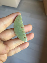Load image into Gallery viewer, 100% Natural icy watery light green/gray Jadeite gua sha (刮痧) Jadeite jade Comb group E77 (Add on item! not sale individually)
