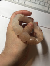 Load image into Gallery viewer, 60mm 100% natural light pink orange white Quartzite (Shetaicui jade) carved flowers bangle SY110