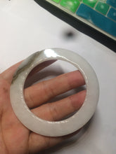 Load image into Gallery viewer, 53mm certified Type A 100% Natural white/brown flat style Jadeite jade bangle C89-4