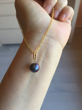 Load image into Gallery viewer, 10–10.5mm Genuine Cultured Freshwater Black Peacock Purple Pearl Pendant, High-Luster AW59 Add-On Item, Not Sold Individually