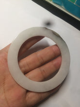 Load image into Gallery viewer, 53mm certified Type A 100% Natural white/brown flat style Jadeite jade bangle C89-4