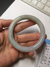 Load image into Gallery viewer, 54.6mm certified 100% natural Type A light gray white purple round cut jadeite jade bangle AA120-4902