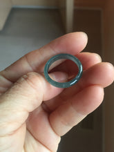 Load image into Gallery viewer, 18.1mm size 8 100% natural type A icy watery green/blue slim style Guatemala jadeite jade band ring group PE81