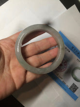 Load image into Gallery viewer, 53.5mm certified 100% natural Type A icy watery green/gray jadeite jade bangle AF86-0223
