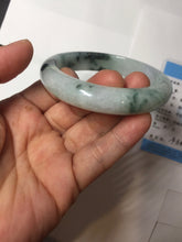 Load image into Gallery viewer, 56.5mm Certified Type A 100% Natural light purple white green with green floating flowers jadeite Jade bangle PB295-7300