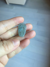 Load image into Gallery viewer, 100% natural type A icy watery light green blue gray Guatemala jadeite leaf pendant BP184-1
