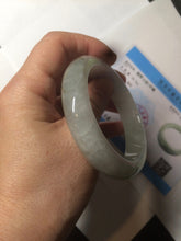 Load image into Gallery viewer, 53.5mm certified 100% natural Type A icy watery green/gray jadeite jade bangle AF86-0223
