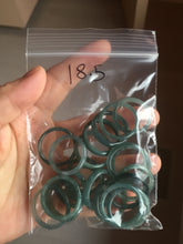 Load image into Gallery viewer, 18.5mm size 8 1/2 100% natural type A icy watery green/blue slim style Guatemala jadeite jade band ring group PE79