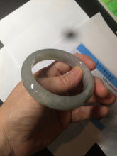 Load image into Gallery viewer, 53.5mm certified 100% natural Type A icy watery green/gray jadeite jade bangle AF86-0223