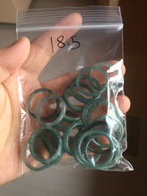 Load image into Gallery viewer, 18.5mm size 8 1/2 100% natural type A icy watery green/blue slim style Guatemala jadeite jade band ring group PE79