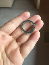 Load image into Gallery viewer, 18.5mm size 8 1/2 100% natural type A icy watery green/blue slim style Guatemala jadeite jade band ring group PE79