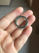Load image into Gallery viewer, 18.5mm size 8 1/2 100% natural type A icy watery green/blue slim style Guatemala jadeite jade band ring group PE79