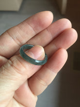 Load image into Gallery viewer, 18.5mm size 8 1/2 100% natural type A icy watery green/blue slim style Guatemala jadeite jade band ring group PE79