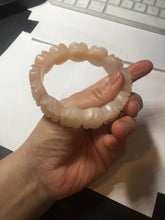 Load image into Gallery viewer, 60mm 100% natural light pink orange white Quartzite (Shetaicui jade) carved flowers bangle SY110