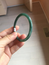 Load image into Gallery viewer, 54.1mm Certified Type A 100% Natural dark green/blue/gray with Guatemala slim round cut Jadeite bangle PJ99-2457