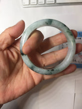 Load image into Gallery viewer, 56.5mm Certified Type A 100% Natural light purple white green with green floating flowers jadeite Jade bangle PB295-7300
