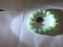 Load image into Gallery viewer, 12mm size 50-54mm 100% natural type A light green white jadeite jade beads bracelet AZ191