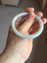 Load image into Gallery viewer, 53.5mm certified 100% natural Type A light green/white/ round cut jadeite jade bangle BS10-9563