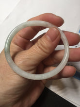 Load image into Gallery viewer, 51mm certified 100% natural type A icy watery light green/white slim oval round cut jadeite jade bangle AD105-8115
