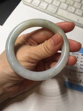 Load image into Gallery viewer, 54.6mm certified 100% natural Type A light gray white purple round cut jadeite jade bangle AA120-4902