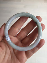 Load image into Gallery viewer, 57mm certified 100% natural type A light green/purple with green fly flowers round cut jadeite jade bangle BN59-3125