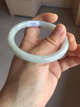 Load image into Gallery viewer, 53.5mm certified 100% natural Type A light green/white/ round cut jadeite jade bangle BS10-9563