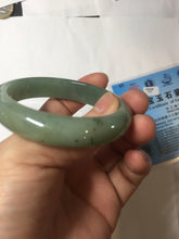 Load image into Gallery viewer, 51.5mm Certified Type A 100% Natural Oily Dark Green Gray Black(油青) Oval Jadeite Jade Bangle PE101-7127