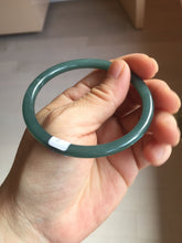 Load image into Gallery viewer, 56.5mm Certified Type A 100% Natura dark blue/green/gray/black Guatemala slim round cut Jadeite bangle PJ98-2453