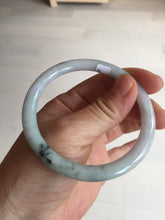 Load image into Gallery viewer, 57mm certified 100% natural type A light green/purple with green fly flowers round cut jadeite jade bangle BN59-3125
