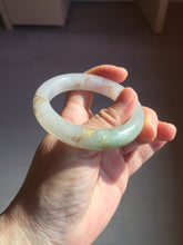 Load image into Gallery viewer, 50.3.mm 100% Natural type A green purple white carved flowers and golden-painted Jadeite Jade bangle PB248-5301