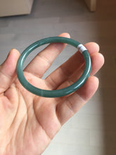 Load image into Gallery viewer, 56.5mm Certified Type A 100% Natura dark blue/green/gray/black Guatemala slim round cut Jadeite bangle PJ98-2453