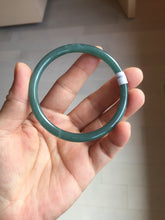 Load image into Gallery viewer, 56.5mm Certified Type A 100% Natura dark blue/green/gray/black Guatemala slim round cut Jadeite bangle PJ98-2453