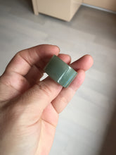Load image into Gallery viewer, 100% natural type A black/dark green/gray (油青) broad jadeite jade band ring thumb ring bead set BN79