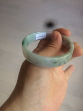 Load image into Gallery viewer, 52.5mm Certified type A 100% Natural sunny green/purple/white square Jadeite Jade bangle AX44-4717