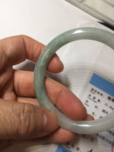 Load image into Gallery viewer, 54.4mm certified 100% natural Type A light green white purple round cut jadeite jade bangle AA121-4903