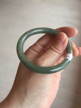 Load image into Gallery viewer, 50.5mm certificated Type A 100% Natural dark green/gray round cut oval Jadeite Jade bangle BK47-2879